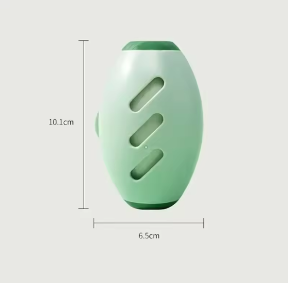 Green cylindrical Portable Pet Hair Roller with dimensions labeled on a white background